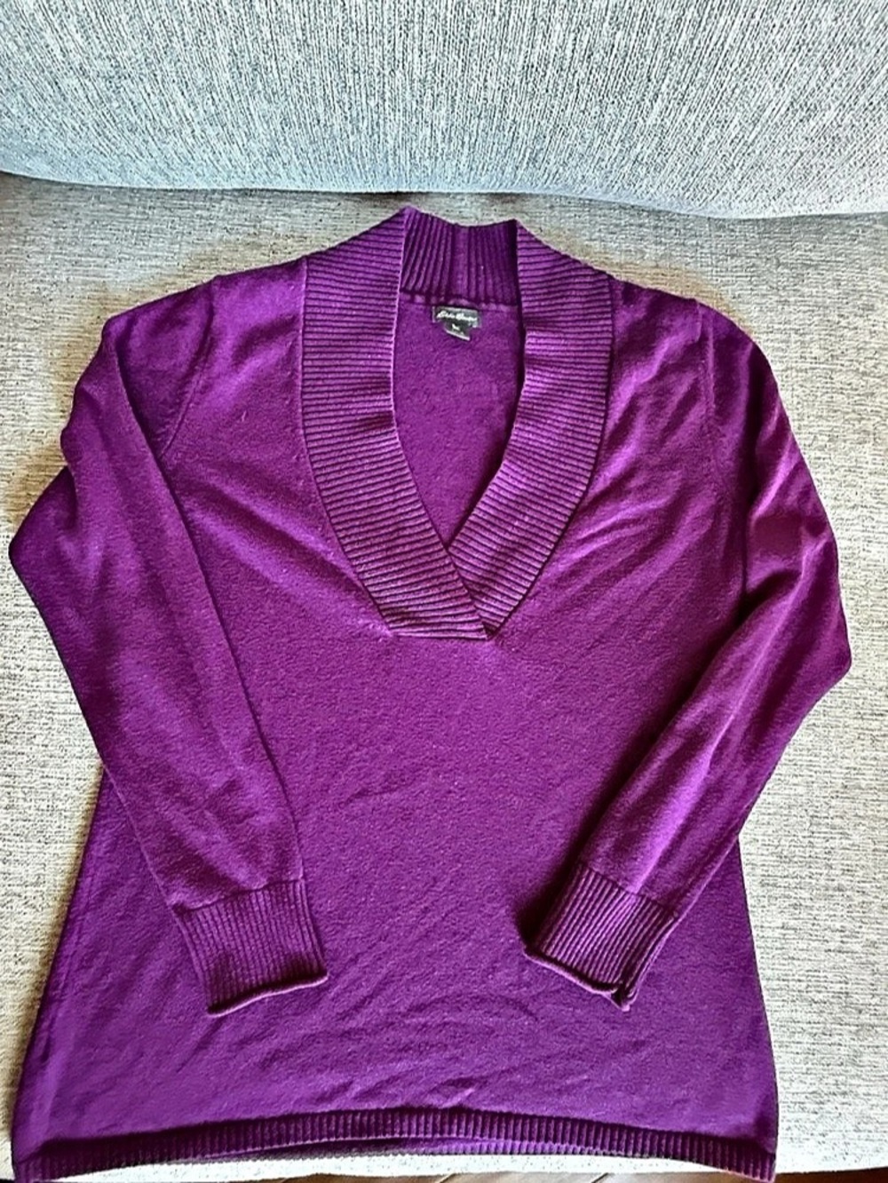 Eddie Bauer Purple Shawl Collar Pullover Sweater Cotton Nylon Women’s L